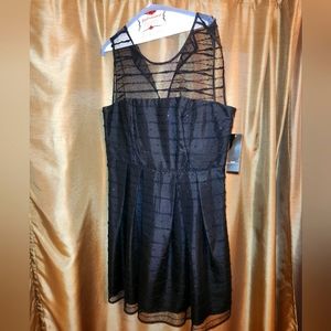 R&K Sleeveless Little Black Dress with sheer shoulders